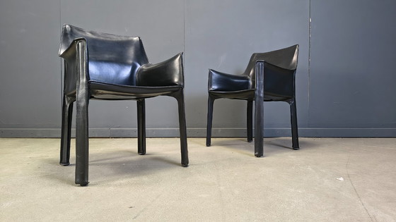 Image 1 of Set of 6 Cassina Cab 413 Chairs by Mario Bellini, 1980s