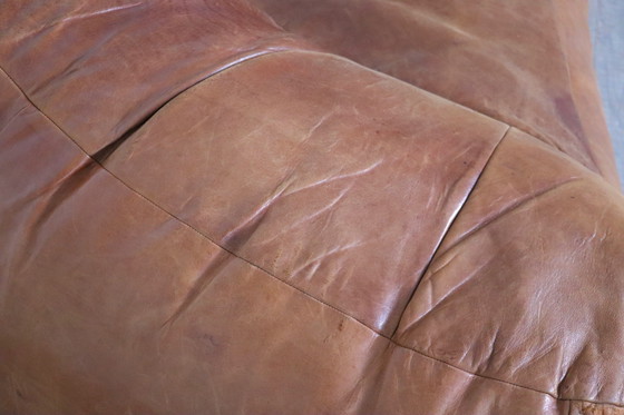 Image 1 of Canapé Croissant en cuir cognac par Raphael Raffel pour Honore Paris, 1970