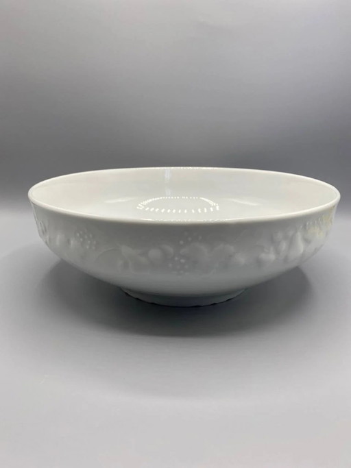 Ciotola da insalata in porcellana bianca – Fregio a godronatura in rilievo – decoratieve objecten, Porcelain