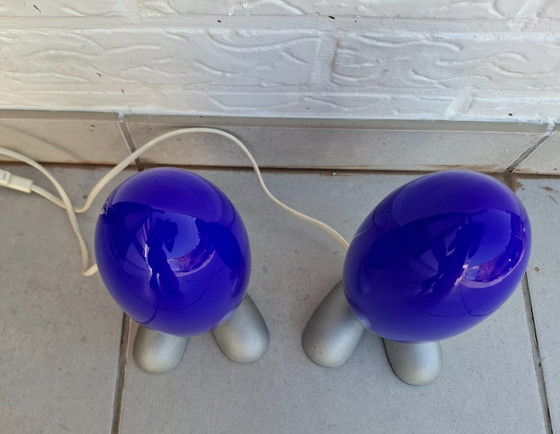 Image 1 of Vintage Ikea Fjorton Blue Egg Table Lamp Nightlight Tatsuo Konno Dinosaur