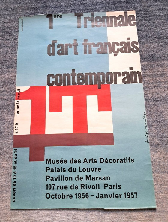 Image 1 of Originele poster voor de 1e Triënnale voor Hedendaagse Franse Kunst, Musée des Arts Décoratifs, Parijs, 1956.