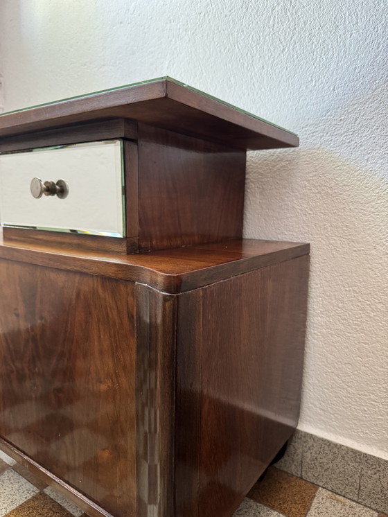 Image 1 of Nachtkastje in art-decostijl van gespiegeld hout