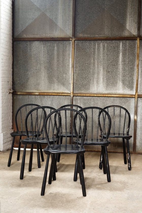 Image 1 of 6 sedie da pranzo "Windsor" di Jørgen Anker Heegaard, Fritz Hansen, 1940