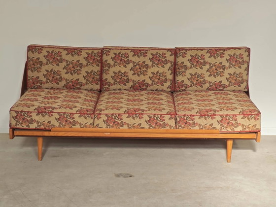 Folding sofa bed Canapé banquette Interier Praha 1960 floral pattern fabric – 3-5 seaters, Wood (photo 24 of 30)