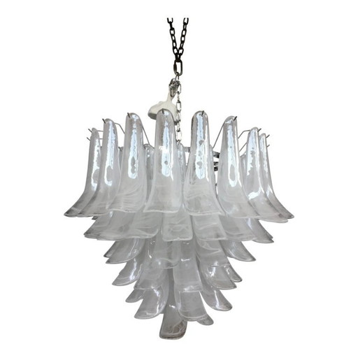 Contemporary Murano Glass Chandelier Italian Sella Alabastro