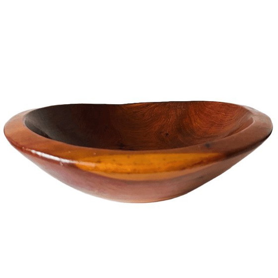 Image 1 of Bol de madera de cerezo de primera calidad, torneado a mano, década de 1970.