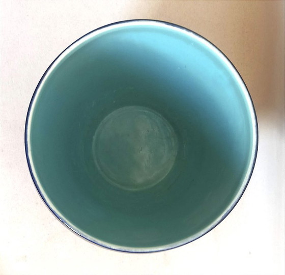 Image 1 of Cache-pot Sarreguemines Bleu Colbat Fin 19e Largeur 24,5 cm