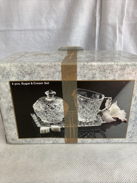 Image 1 of Crystal sugar tray and milk jug set