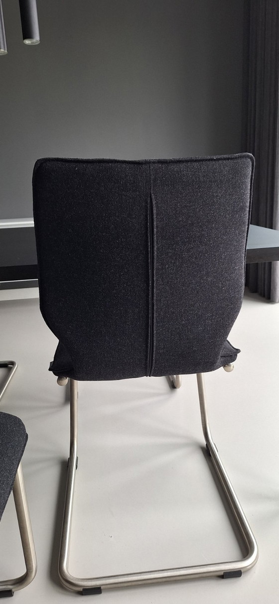 8 Eetkamerstoelen van Bree's World, type Luna met RVS frame. – Bree's New World, Textile, Metal (photo 4 of 5)