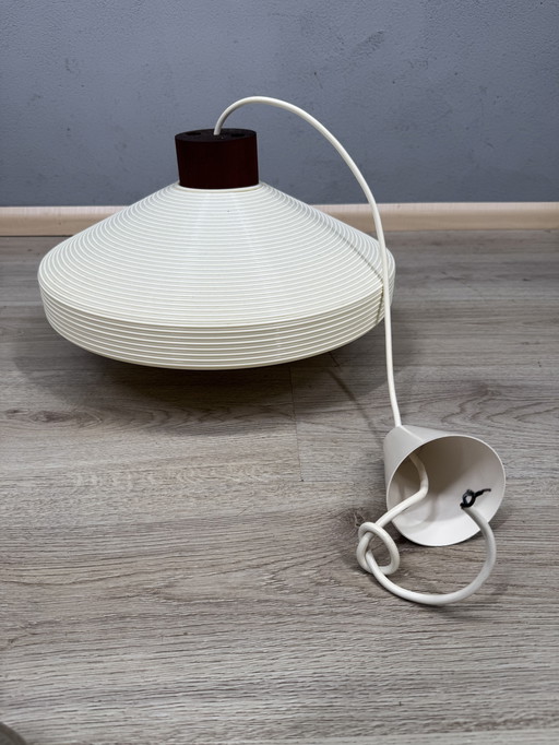 Vintage pendant lamp with wooden detail