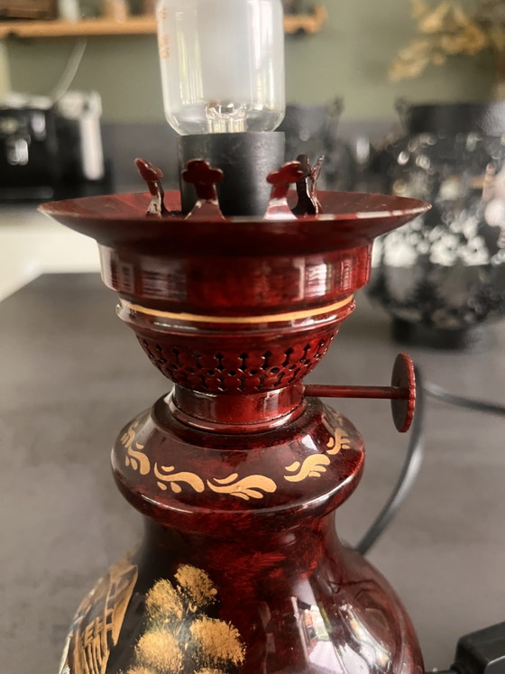 Image 1 of Vintage Pewter Table Lamp Rio Tiel / Metawa – Hand-painted 70s