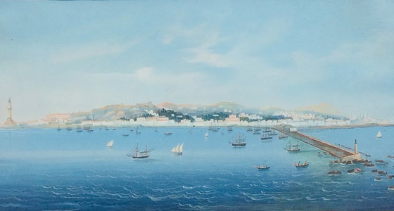 Image 1 of Large Neapolitan gouache, 19th century (after Giuseppe Scoppa)