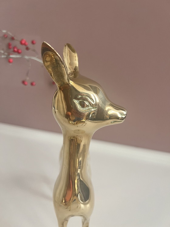 Image 1 of Hollywood Regency brass XL deer/bambis