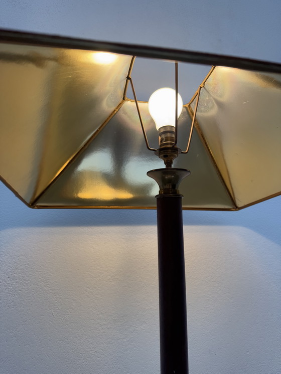 Image 1 of Grande lampe teck et bronze années 70