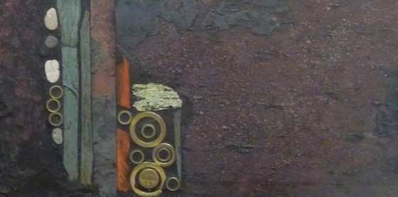 Image 1 of Quadratischer brutalistischer Couchtisch auf einem schwarzen Metallfuß von Paul Kingma