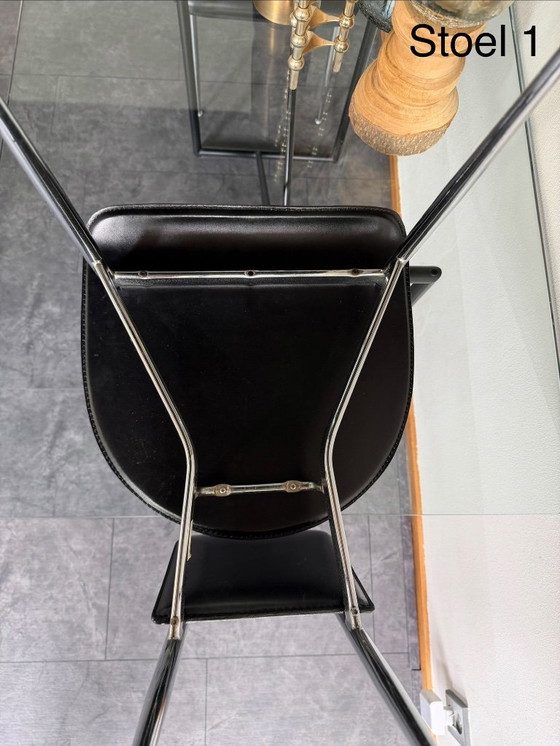 Fasem - Gualtierotti/Vegni - 4 sedie da pranzo in pelle nera – Leather, Metal (photo 7 of 13)