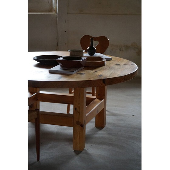 Image 1 of Vintage round dining table in solid pine by Sven Larsson, 1960s