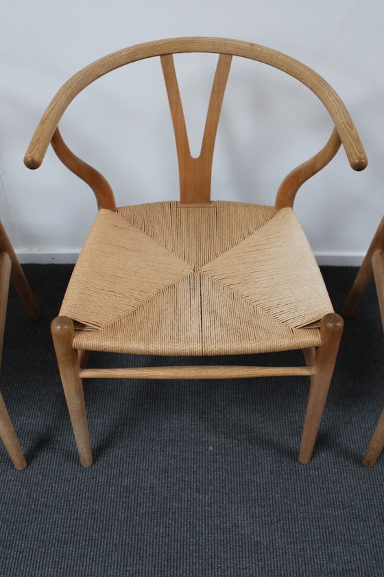 Image 1 of 4x Hans J. Wegner CH24 Sedie a spina di pesce in quercia, anni '70 Danimarca