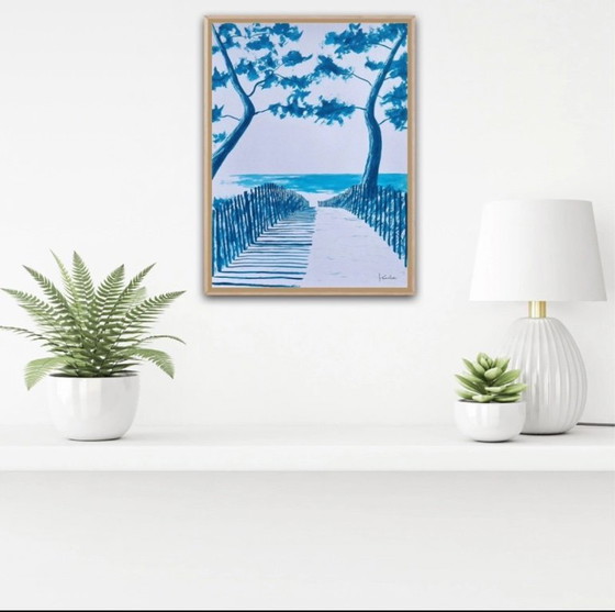 Image 1 of Blauwe Oost-Indische inkt op 300g fabriano papier.  Formaat 40x30cm.