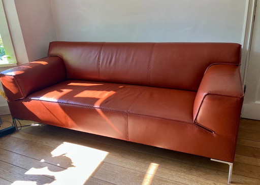 Cognacfarbenes Ledersofa Bloq Design auf Lager