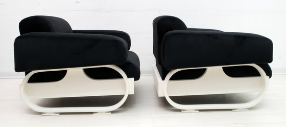 Image 1 of Paire de fauteuils en velours italiens modernes du milieu du siècle, années 1960