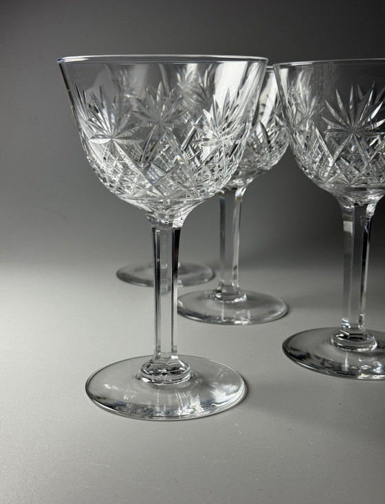 Image 1 of Val Saint Lambert - 6 kristallen glazen - handgeslepen - servies "Yvette" - vermeld in de catalogus van 1904-1905

