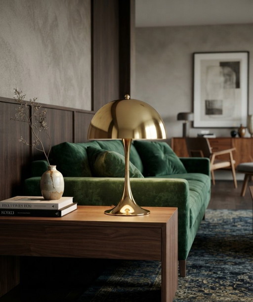 Nieuw In Doos: Louis Poulsen Panthella 320 Tafellamp - Messing/Goud