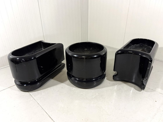 Image 1 of Vasi neri divisori per ambienti di Luigi Colani, anni '70