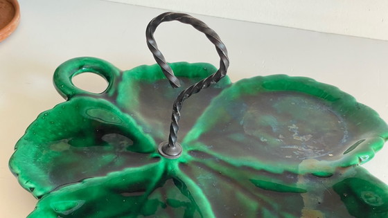 Image 1 of Piatto Barbotine in ceramica smaltata vintage