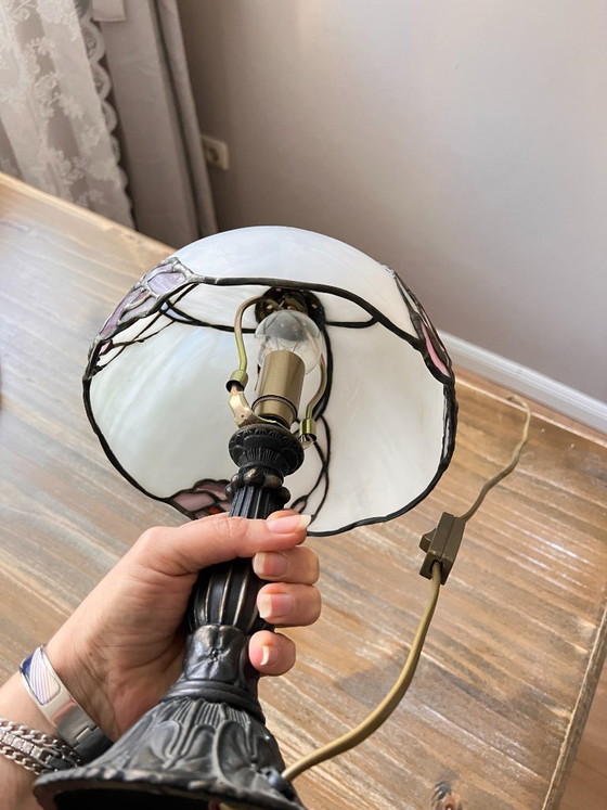 Image 1 of Vintage Tiffany style table lamp, small floor lamp