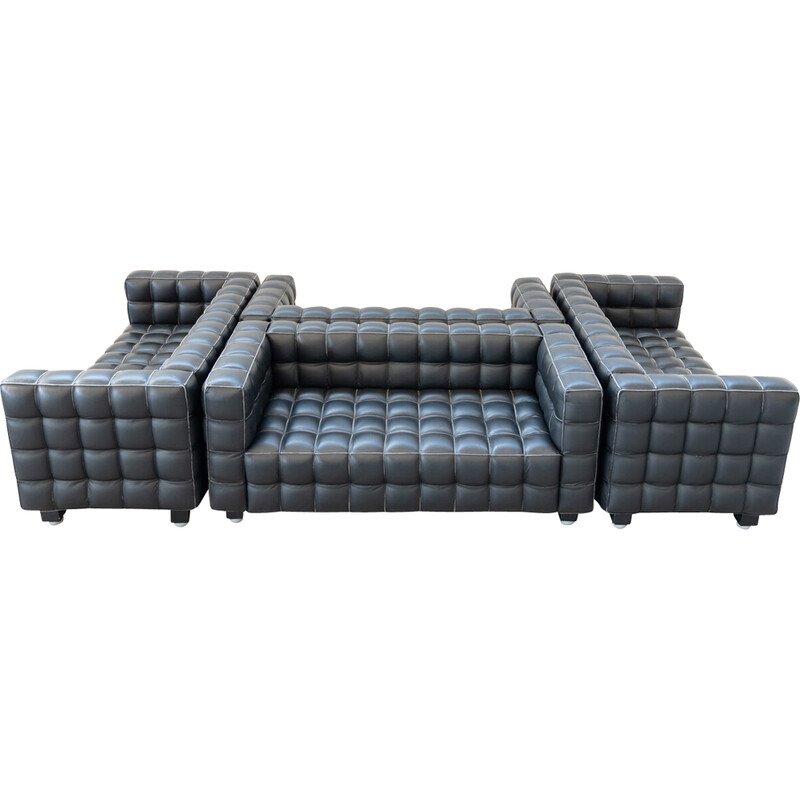 Set of 4 vintage Kubus sofas by Josef Hoffmann for Wittmann