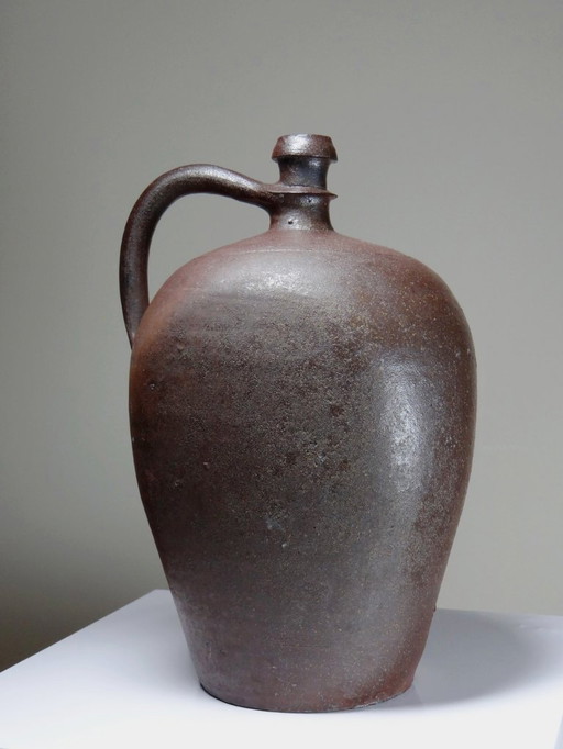 Large Normandy Stoneware Jar with Glossy Bordeaux Enamel, 1920s-1930s