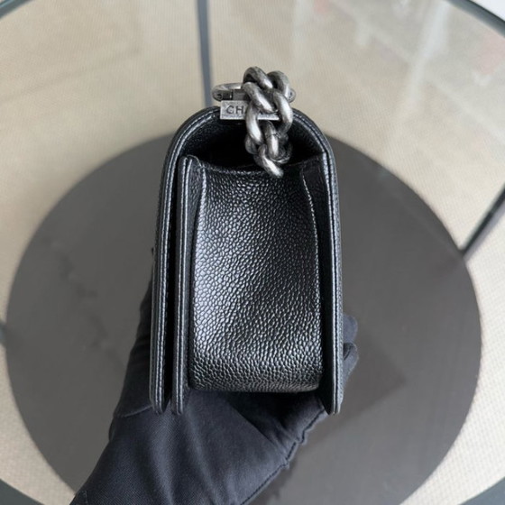 Image 1 of Chanel Boy Small - Caviar 20CM Quilted Black Ruthenium Silver Hardware Series 23
