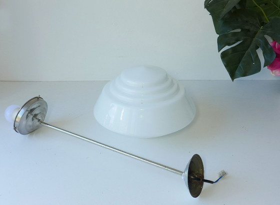 Image 1 of Vintage Art Deco Bauhaus pendant lamp, 1930s/40s light, glass