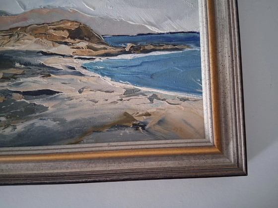 Image 1 of Dipinto ad olio ORIGINALE su cartone con cornice | Paesaggio costiero/Paesaggio marino | Firmato