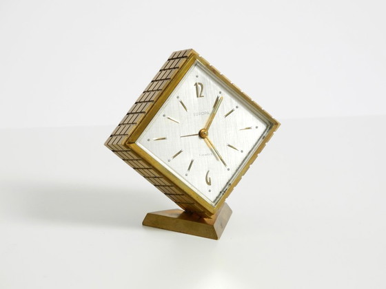 Image 1 of Rare, very beautiful small 1960s mechanical brass alarm clock table clock from Europa