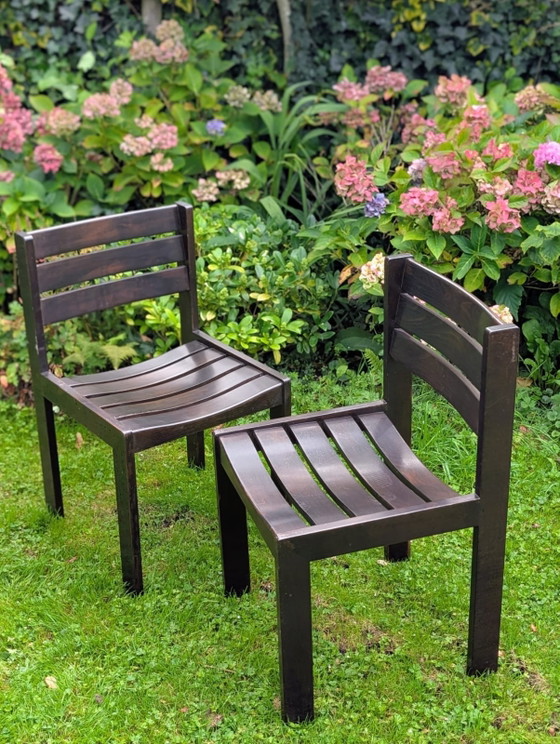 16 X Donker Bruine, Massief Houten Stoelen – Eetkamerstoelen, Wood (photo 3 of 5)