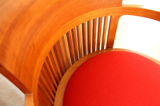 Image 1 of Sedie "Barrel" di Frank Lloyd Wright per Cassina, 1986, set di 4 rosse