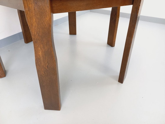 Image 1 of Vintage brutalist hexagonal oak dining table from the 1950s with extension