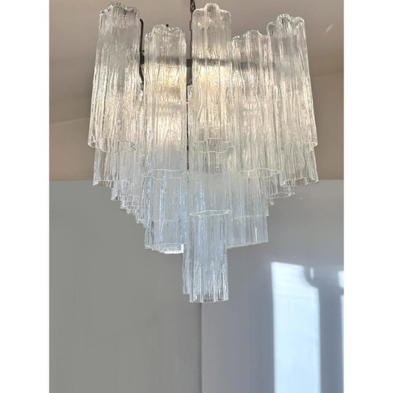 Image 1 of Contemporary Luxury Rectangular "Tronchi" Murano Glass Burnished Chandelier