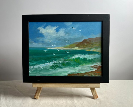 Peinture à l'huile originale Paysage côtier d'été Fraîcheur marine