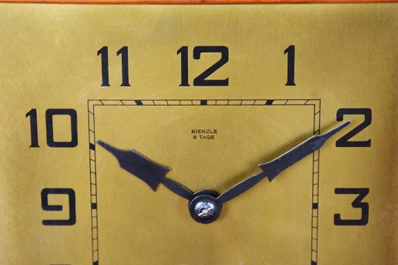 Orologio da tavolo Art Déco originale, Noce, Ottone, Vetro, Rilucidato, Ceco, Anni '20 – Kienzle, Glass, Wood (photo 9 of 10)