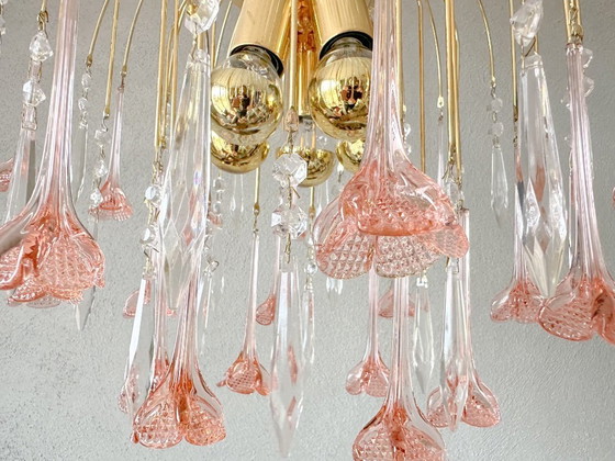 Image 1 of Vintage pink flower chandelier