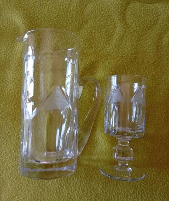 Image 1 of Ensemble de verrerie en cristal et carafe vintage