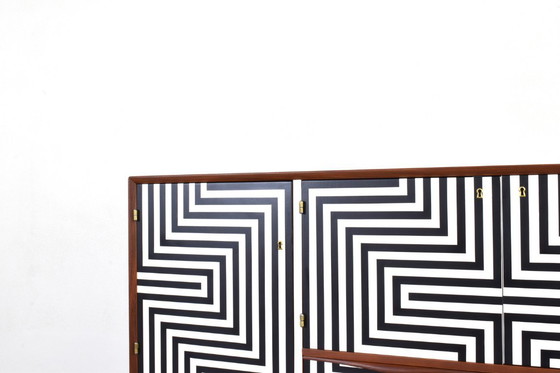 Image 1 of Handbemaltes Mid-Century Op-Art Sideboard von Sven Andersen Møbelfabrikk, 1960er Jahre.