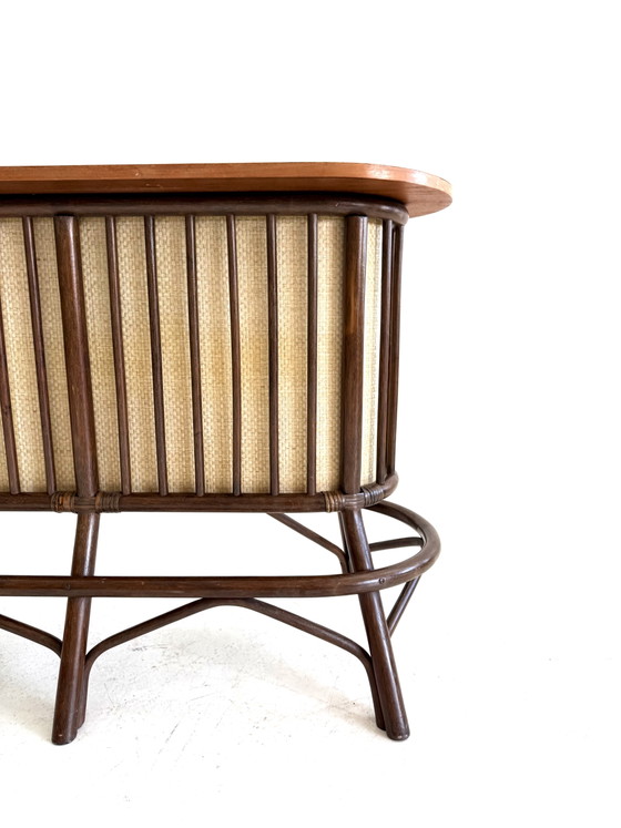 Mobile bar vintage in manou e rattan, Danimarca anni '60 – Sgabelli da bar, Copper (photo 10 of 14)