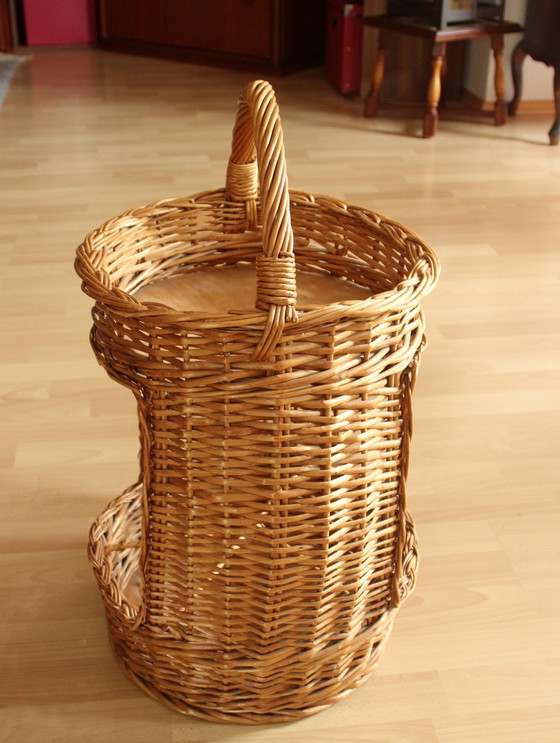 Image 1 of Flaschenkorb Hoch Geflochten - Handarbeit - Weide/Holz