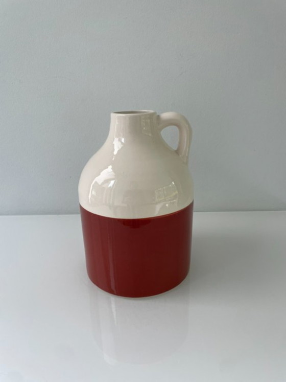 Image 1 of Decorative ceramic jug with white and terra glaze