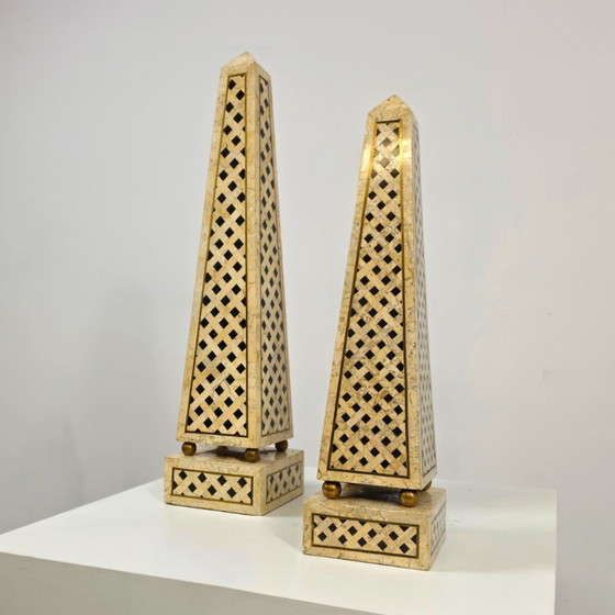 Maitland Smith Obelisks Marble With Brass Mid Century 70s – Decorative Objects (photo 5 of 7)