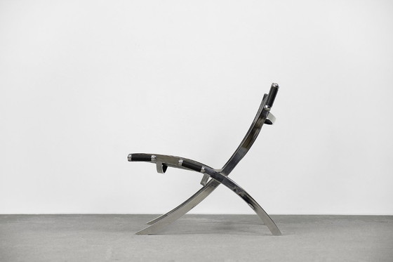 Image 1 of Vintage Minimalist Italian Leather Chair, 1980s